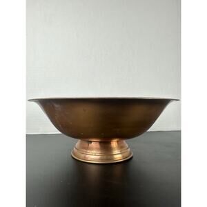 VTG Copper Dish Bowl With Rim 9" Patina Farmhouse Cottage Core French Rustic